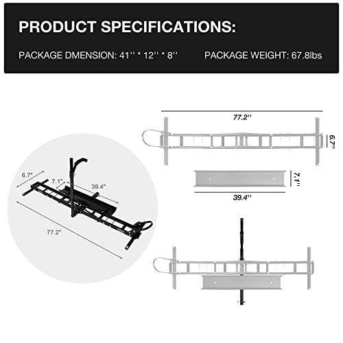 Motorcycle Carrier Hitch Mount 500 Lbs Dirt Bike Carrier Hauler Hitch Rack with Fixed Bracket and Lock Wheel Settings Removable Loading Ramp Anti-Tilt Locking Device K708462