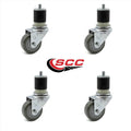 3.5 inch Gray Polyurethane Swivel Stem Caster Set E76304