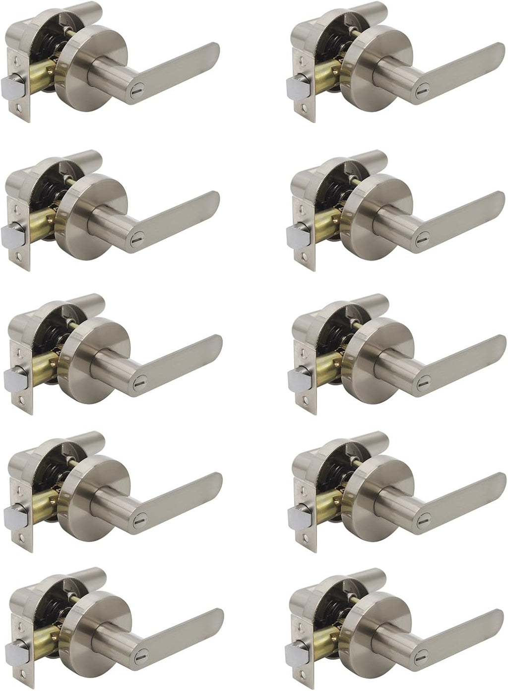 10 Pack Brushed Nickel Privacy Door Knob with Lock S95736