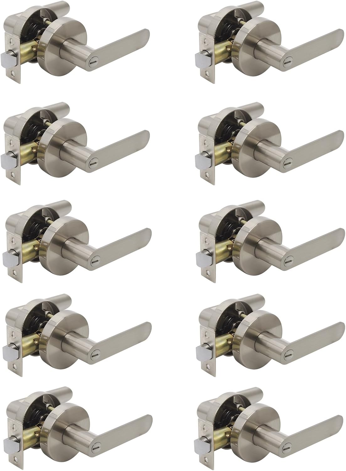 10 Pack Brushed Nickel Privacy Door Knob with Lock S95736