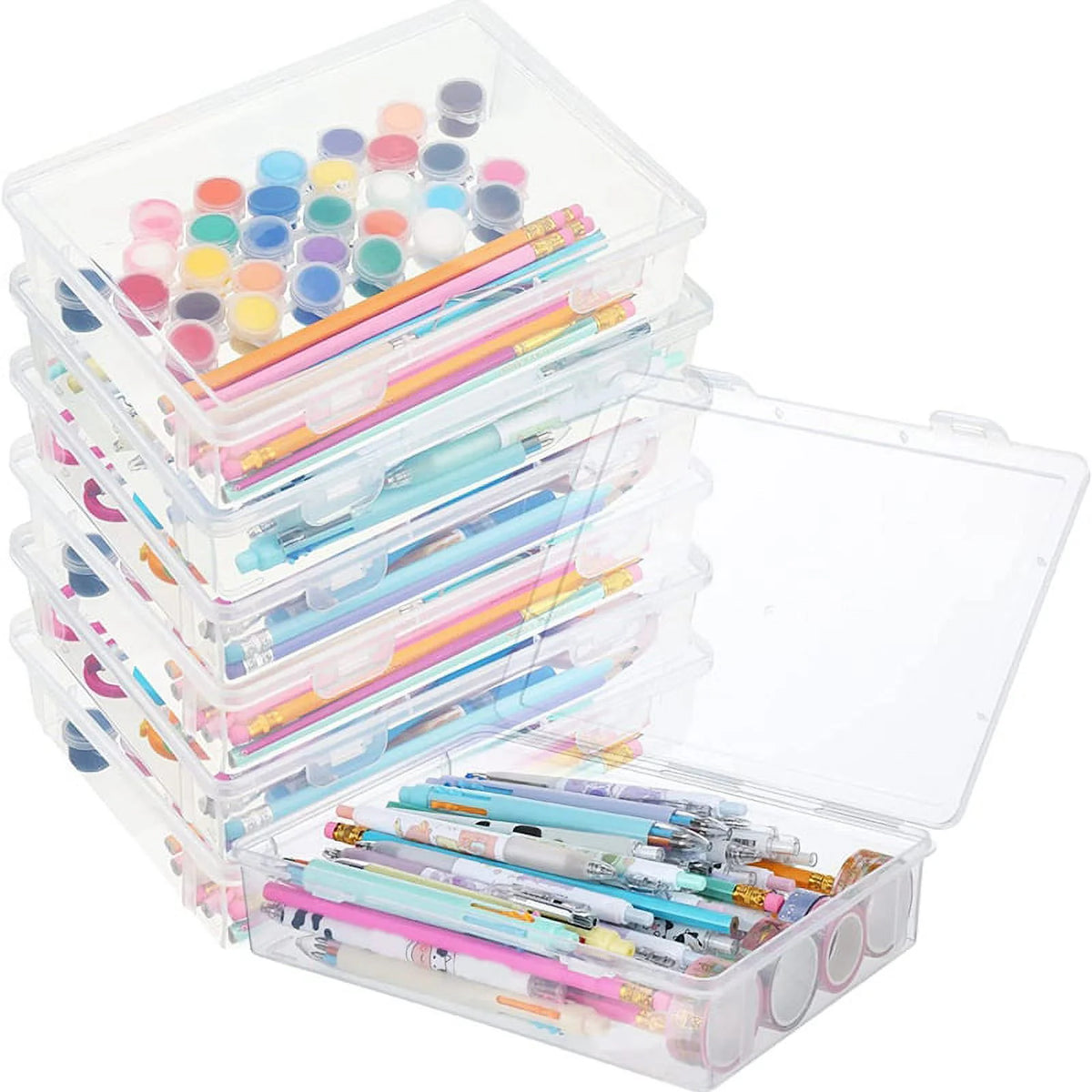 Plastic Storage Box, 7"x9"x2", 6 Pcs Z502103