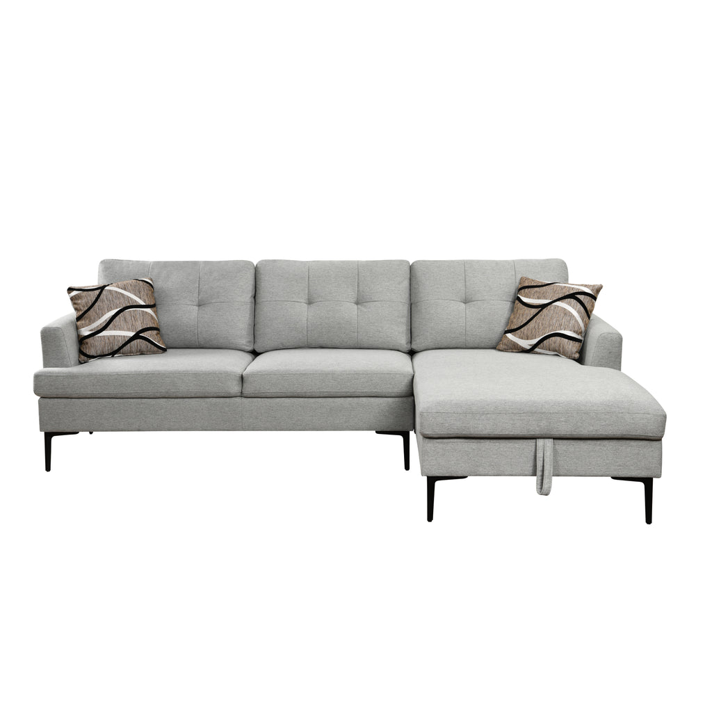 Light Gray L Shaped 3 Seater Sofa with Chaise and Storage N72139