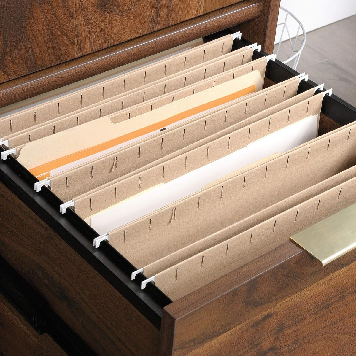 Storage Cabinet with File, Grand Walnut Finish N57958