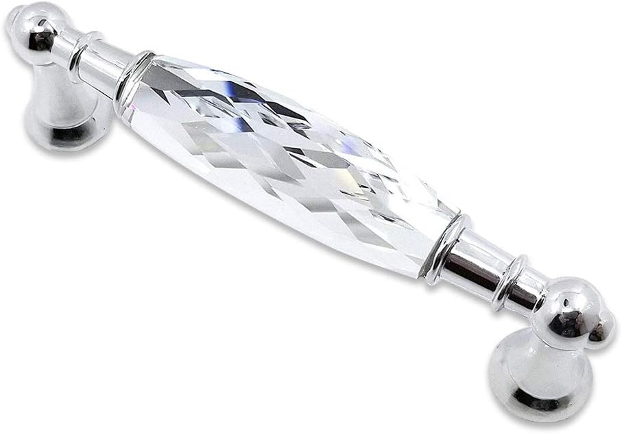 2 Pack 3-3/4 in Center-to-Center Glass Dresser Drawer Handles Chrome Metal Silver O692589