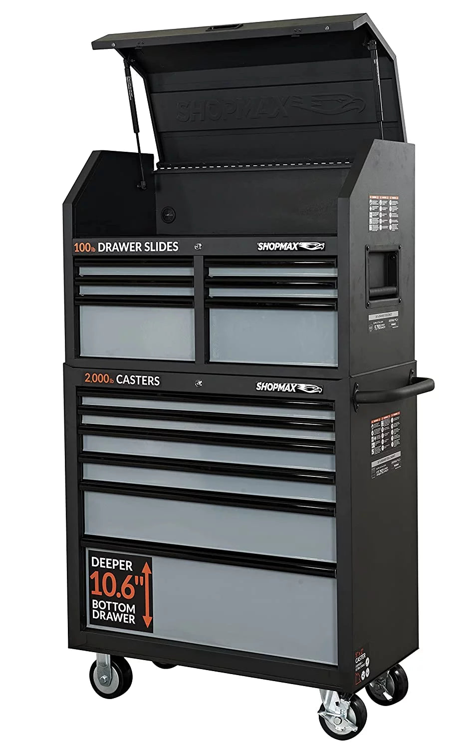 36″ 12-Drawer Tool Chest and Rolling Cabinet Combo, Black Z2571