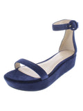 French Navy Cutout Ankle Strap Open Toe Suede Dress Sandals C85878