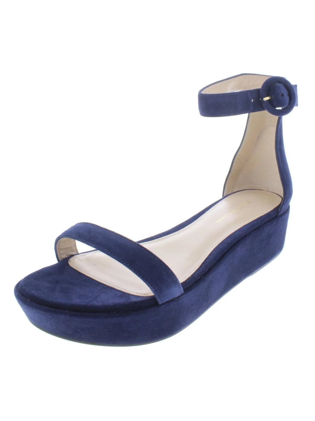 French Navy Cutout Ankle Strap Open Toe Suede Dress Sandals C85878
