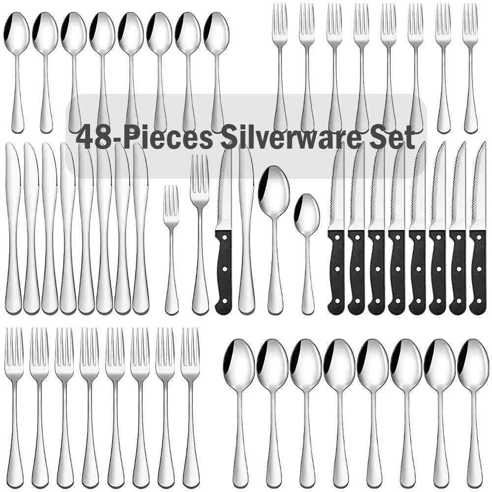 48-Pieces Stainless Steel Silverware Set N413952