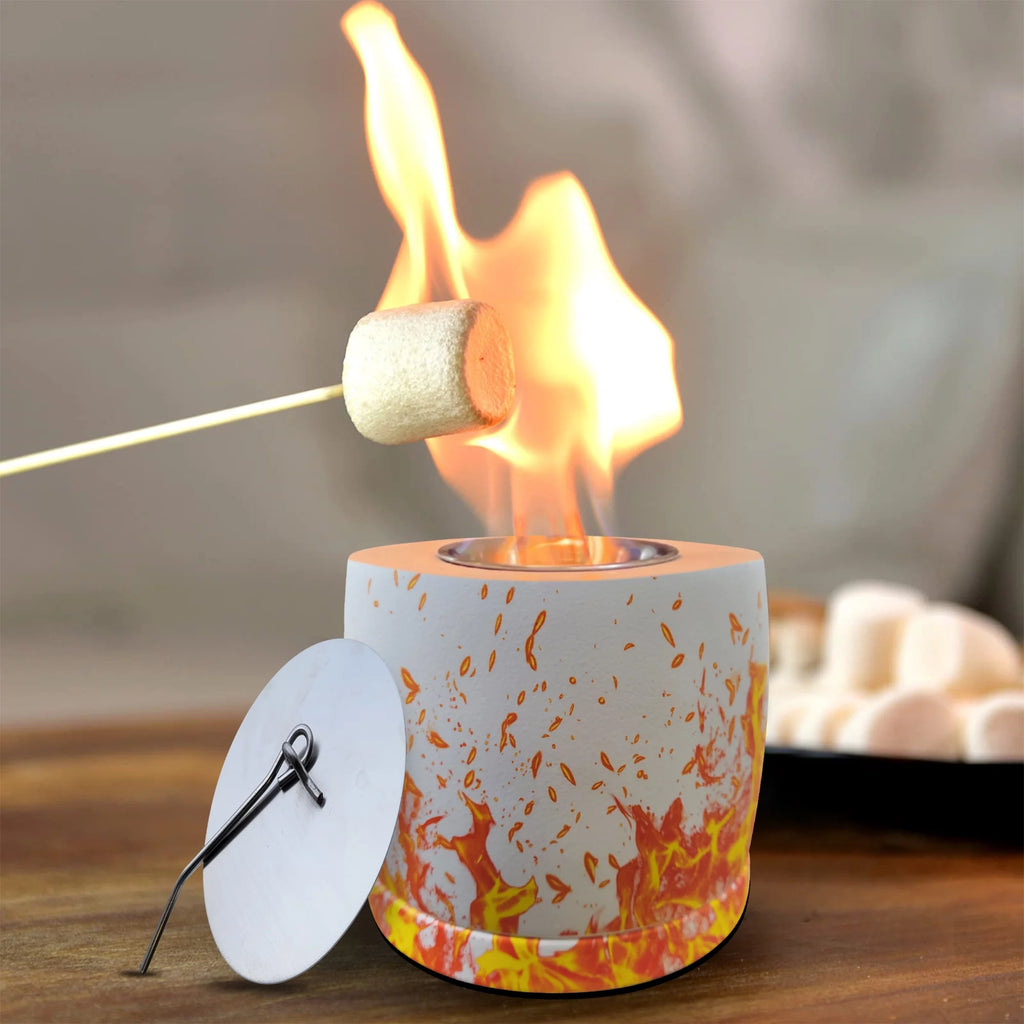 White Round Concrete Bio Ethanol Tabletop Fire Pit A224