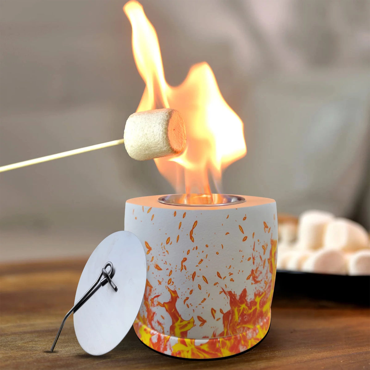 White Round Concrete Bio Ethanol Tabletop Fire Pit A224
