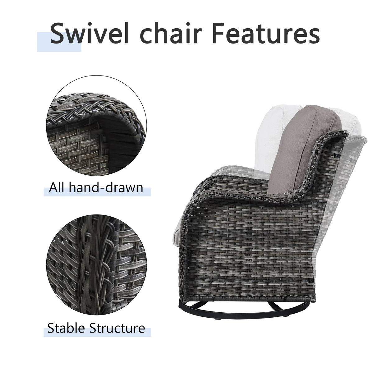 3-Piece Outdoor Swivel Gliders with Side Table Y993