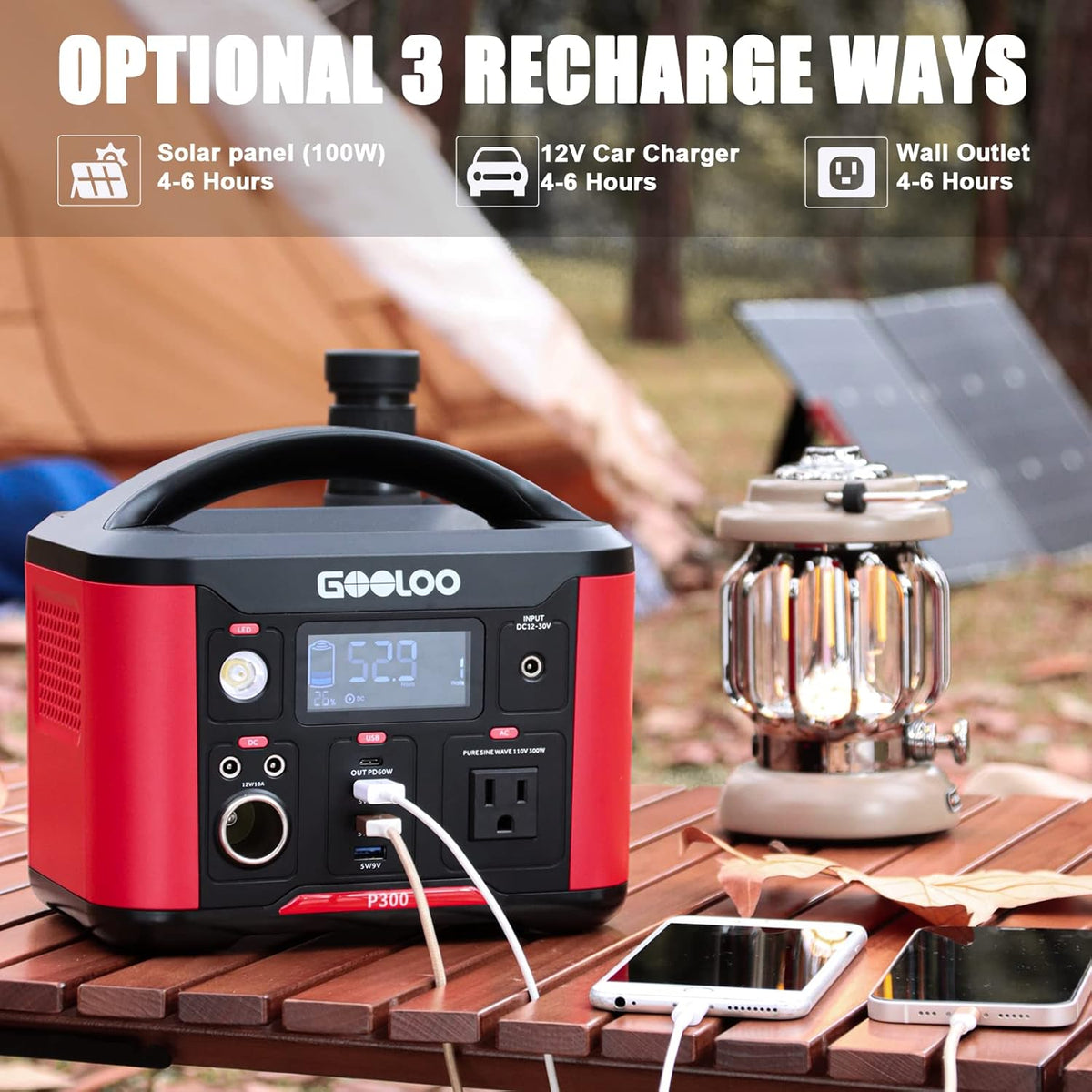 Portable Power Station 626Wh 600W AC Outlets Lithium Battery Y529