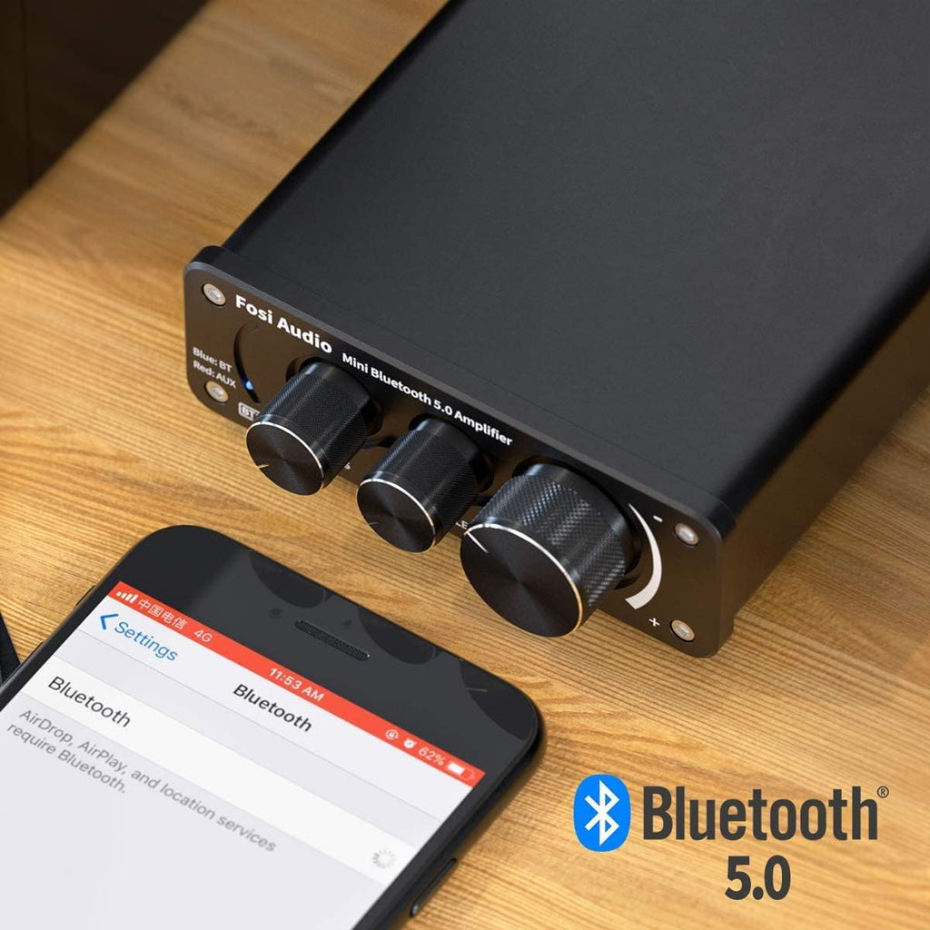 BT10A Bluetooth 5.0 Amplifier 100W 2.0 Channel Mini Stereo Audio Amplifier Receiver Class D Integrated Amp with Power Adapter Pack of 2 D25561