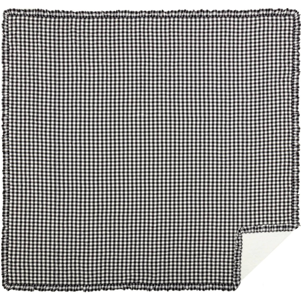 Black Check Ruffled Farmhouse Quilt Coverlet King U509647