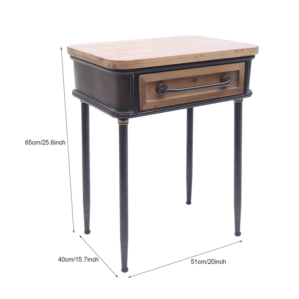 Mid Century One Drawer Wood Side Table with Storage G16615