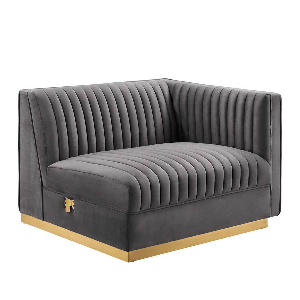 Gray Velvet 6-Piece Modular Sectional Sofa C915