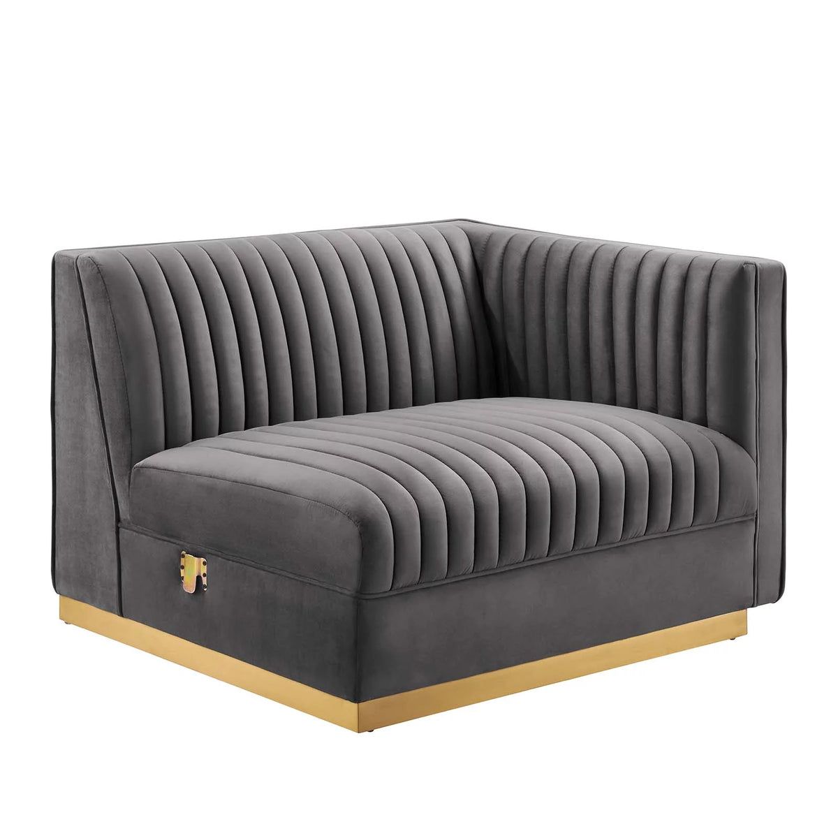 Gray Velvet 6-Piece Modular Sectional Sofa C915