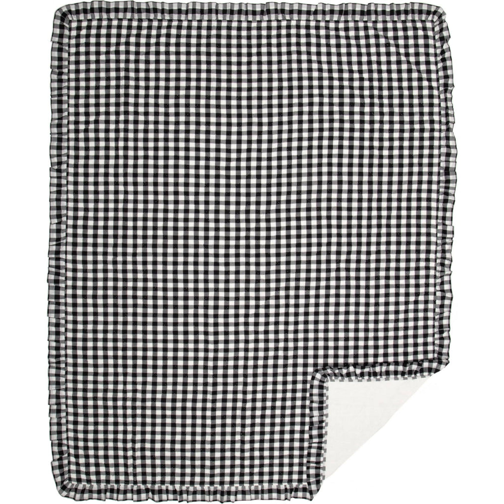Black Check Ruffled Farmhouse Quilt Coverlet King U509647