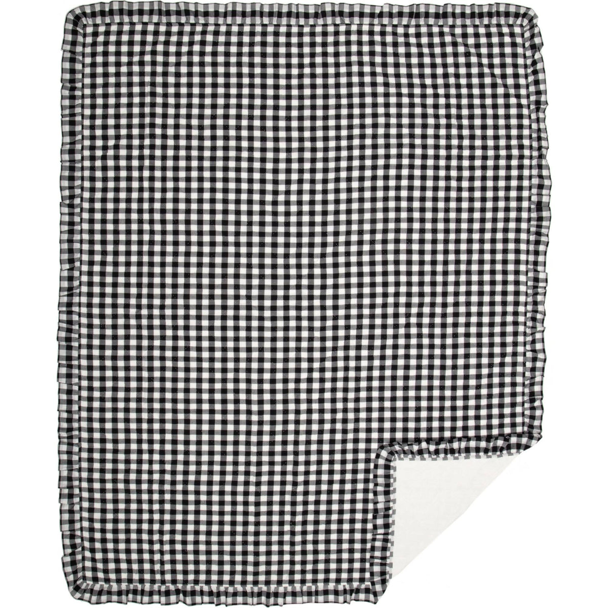 Black Check Ruffled Farmhouse Quilt Coverlet King U509647