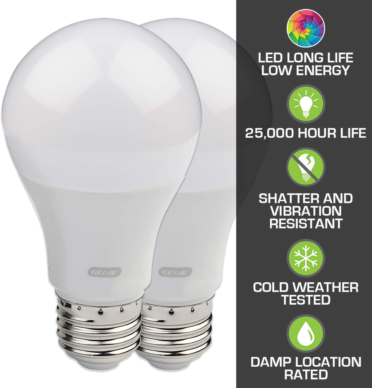 Smart Garage Door Opener with WiFi and Battery Backup, 2 Pack LED Light Bulb 4000K C326