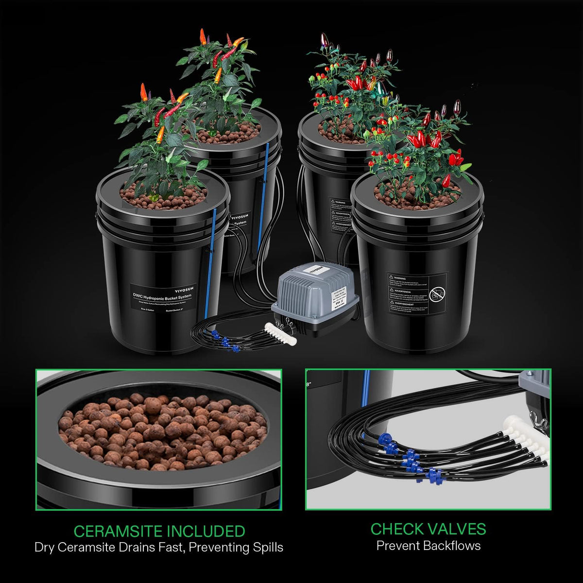 5-Gallon Deep Water Culture Hydroponics Grow System S91811