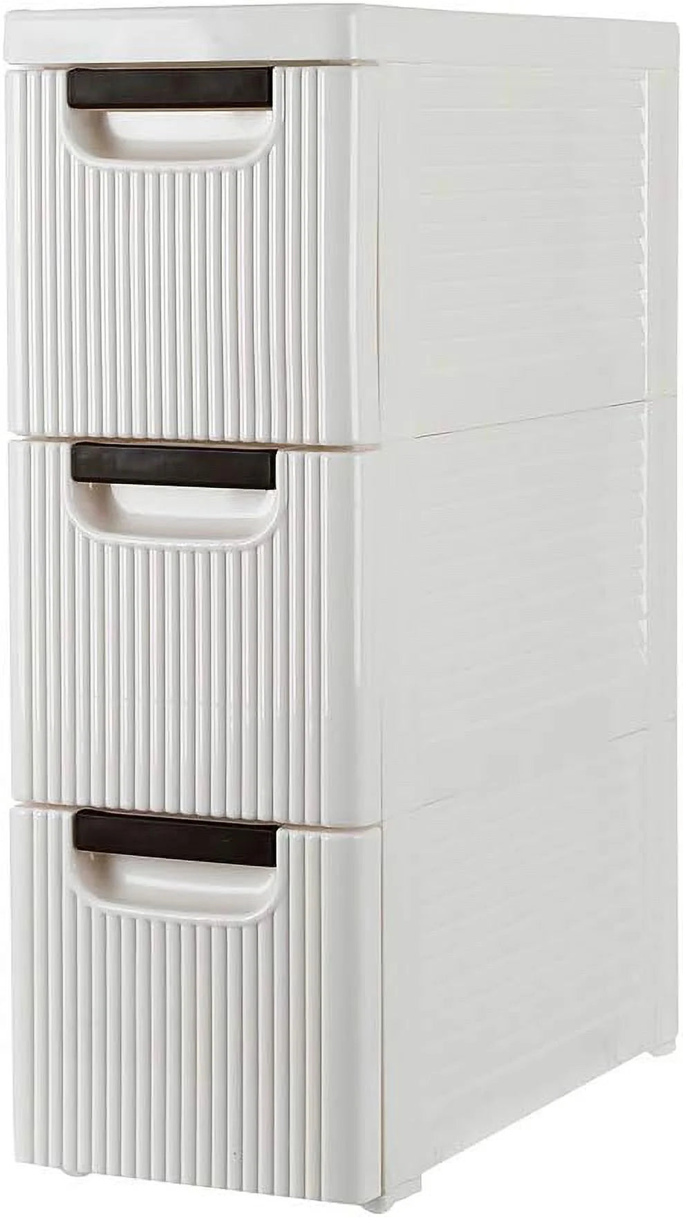 White 3-Tier Rolling Storage Cabinet with 3 Drawers O868338