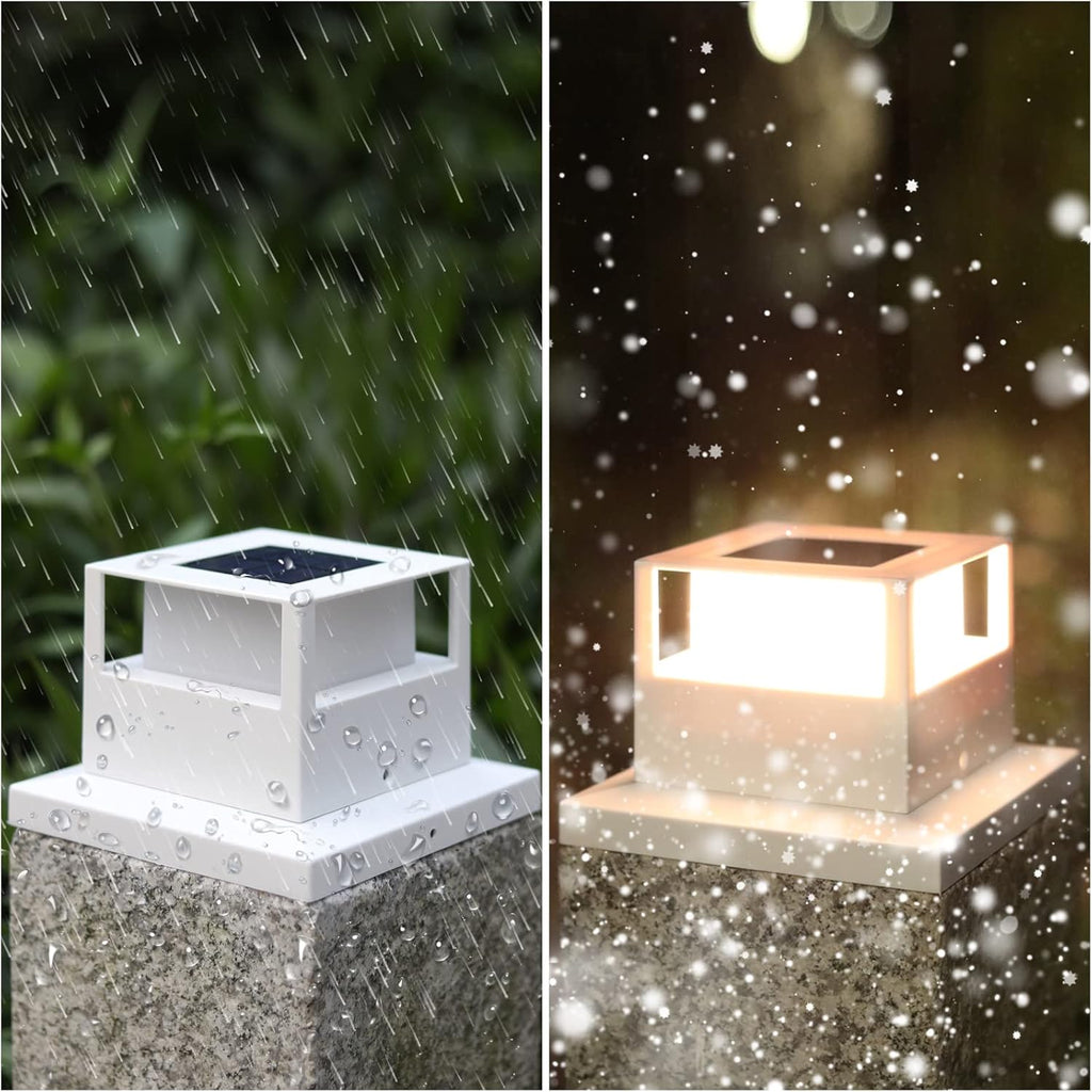 6 Pack White Solar Post Cap Lights W63944