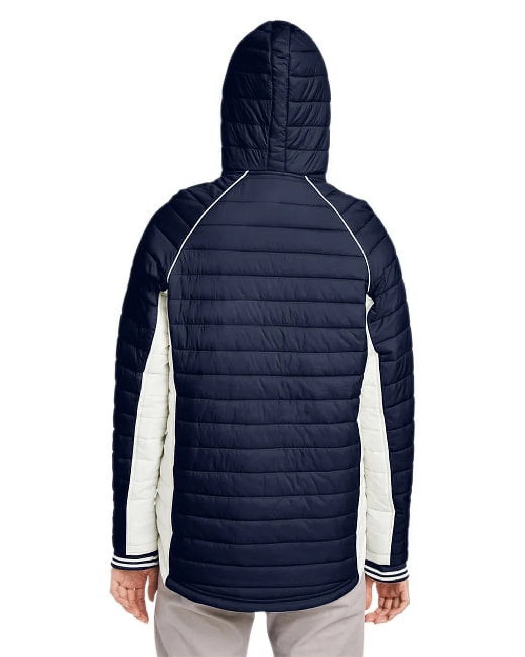 Navy & Antique White Hooded Puffer Jacket X27835