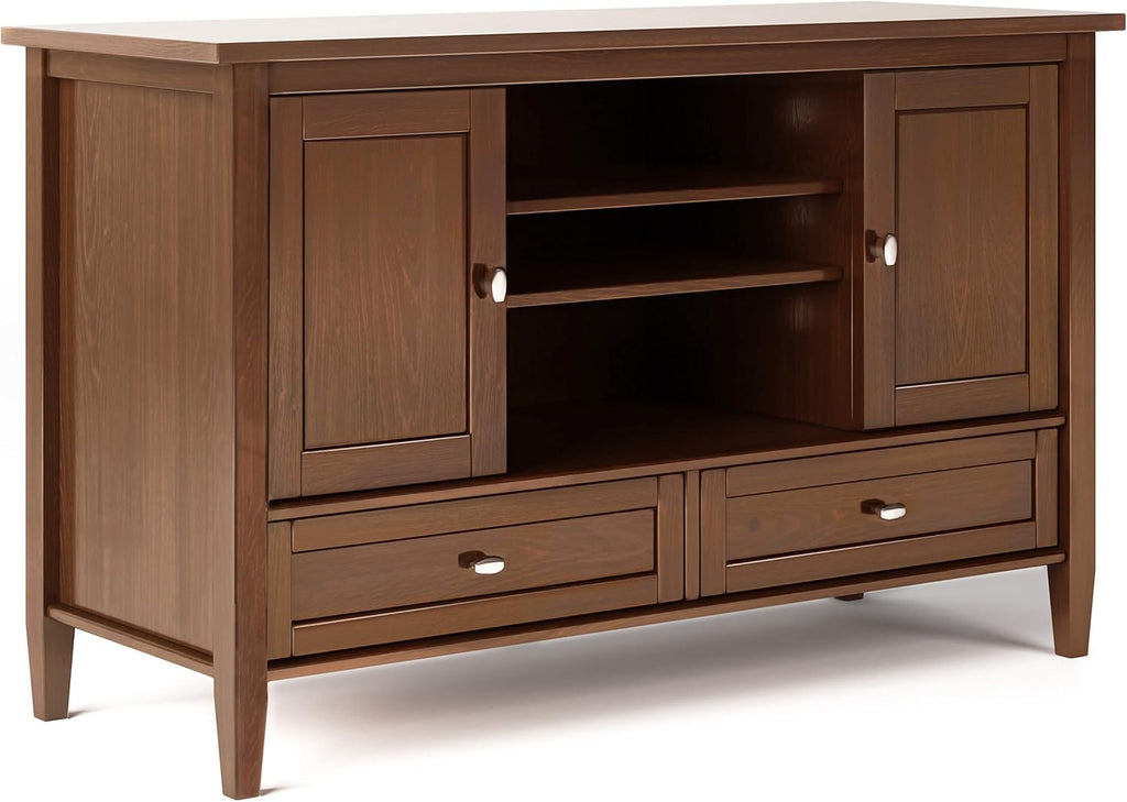 47 inch Wide Rustic Natural Aged Brown Solid Wood TV Media Stand J532
