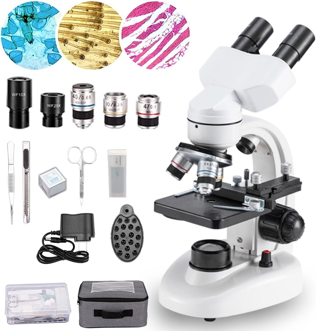 Compound Binocular Microscope, 40X-2000X Magnification, LED Illumination, Two-Layer Mechanical Stage Z8344