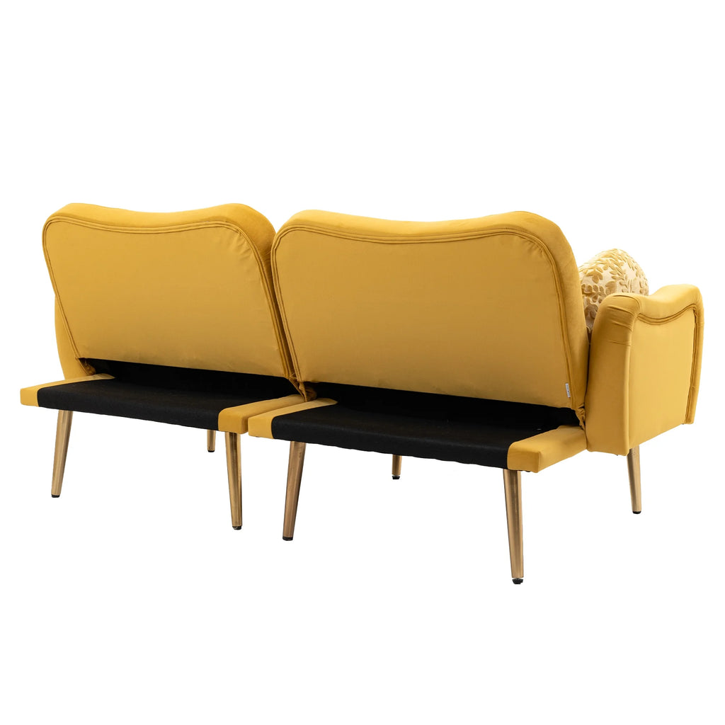 Velvet Loveseat Sofa with 2 Bolster Pillows R42720