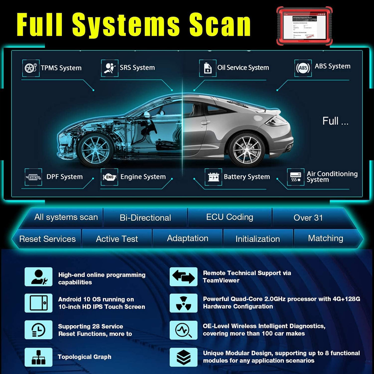 Bi-Directional OBD2 Scanner Diagnostic Scan Tool H9623