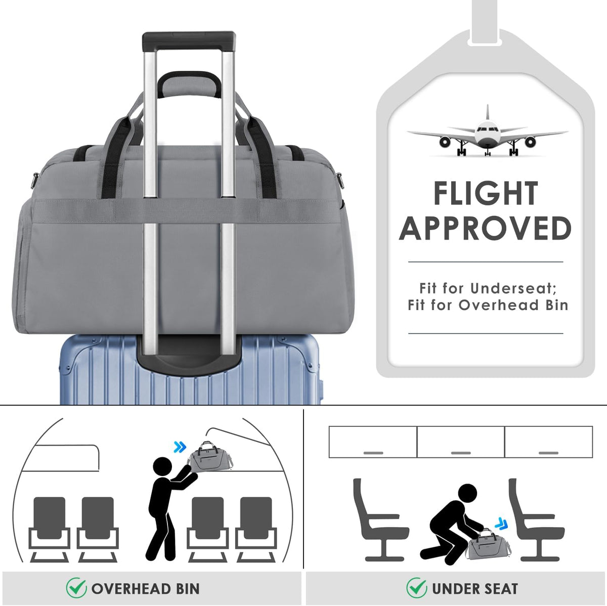 Grey Gym Duffle Bag with Lock and Shoe Compartment R271