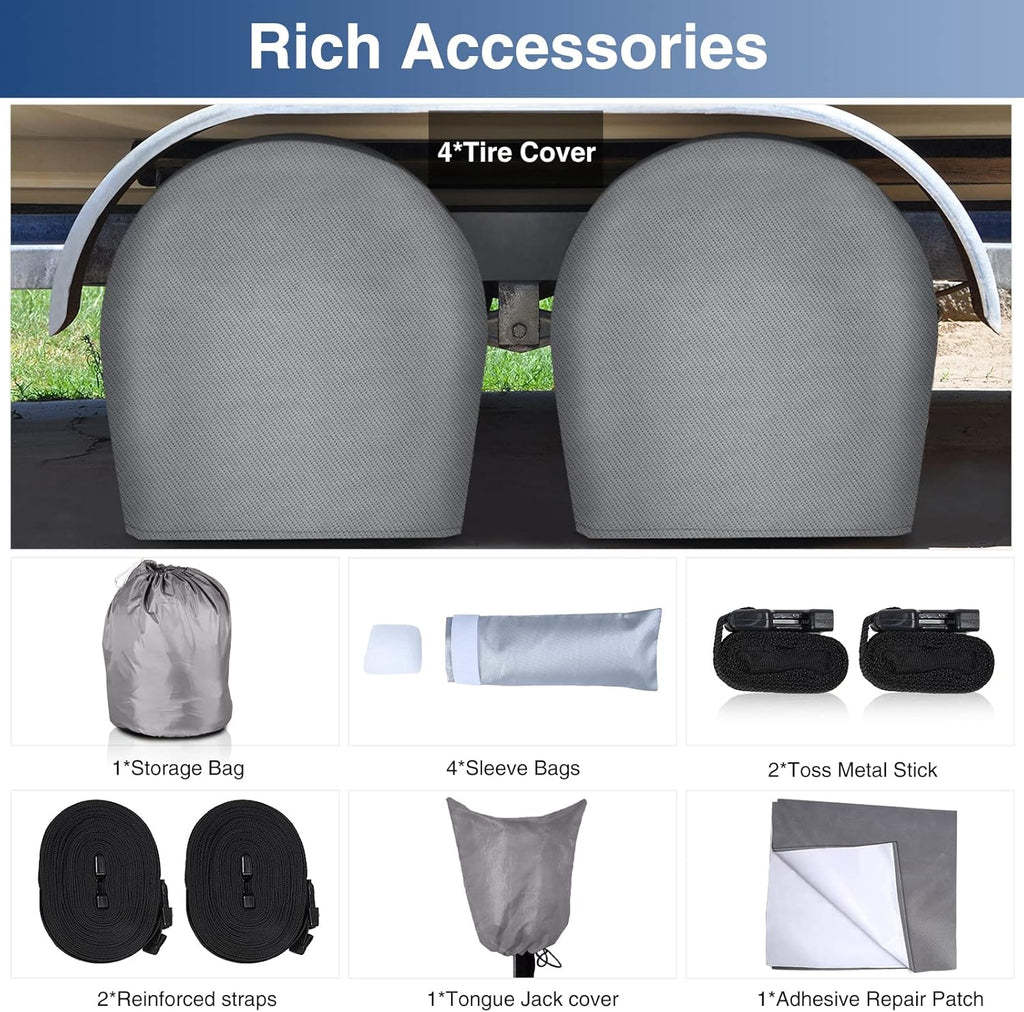 Waterproof 500D Travel Trailer Cover with 4 Tire Covers U789