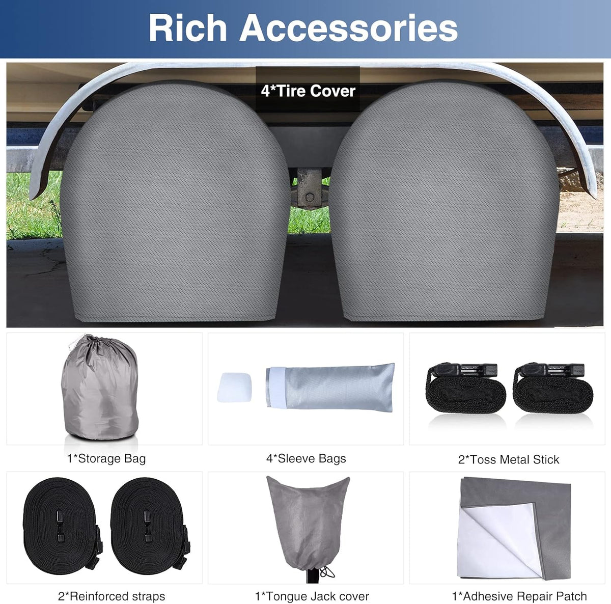 Waterproof 500D Travel Trailer Cover with 4 Tire Covers U789