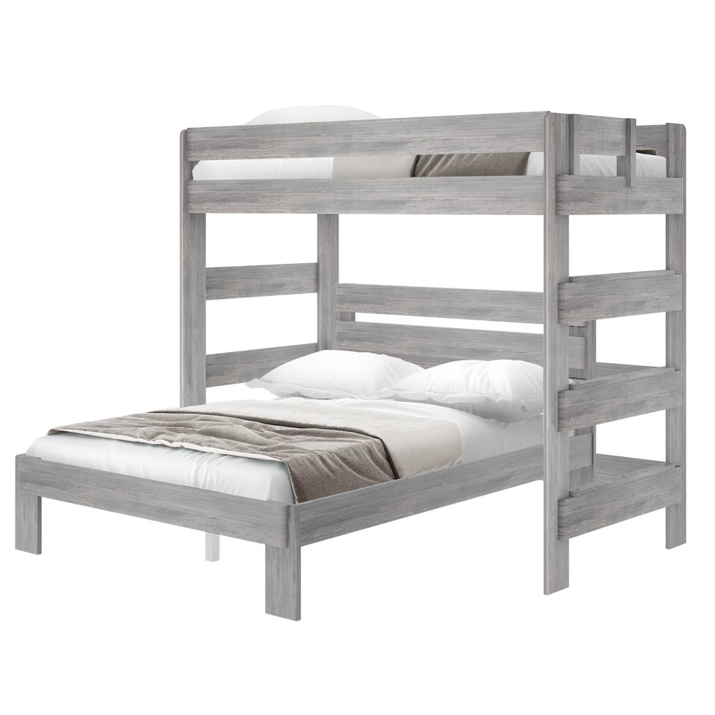 Solid Wood Twin over Queen L-Shaped Bunk Bed K246155