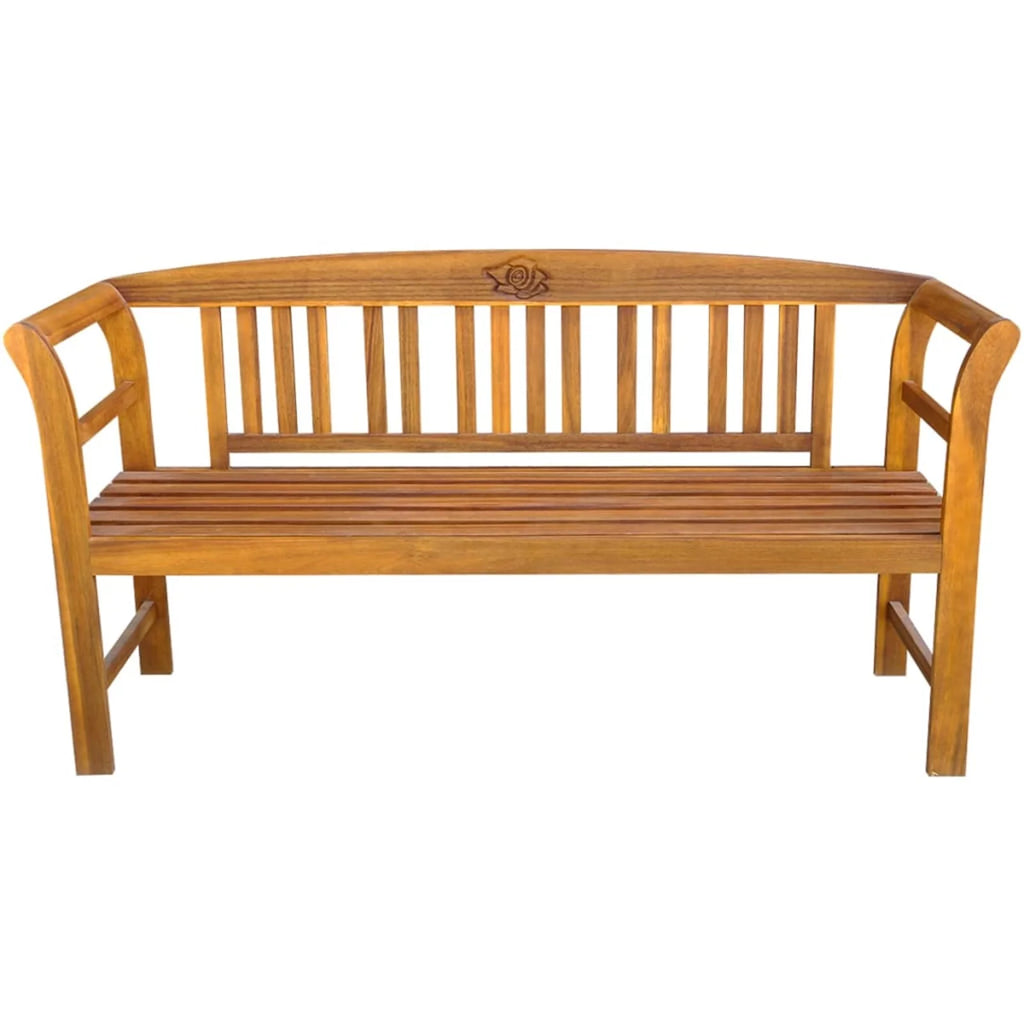 Green Cushion Acacia Wood Garden Bench D182384