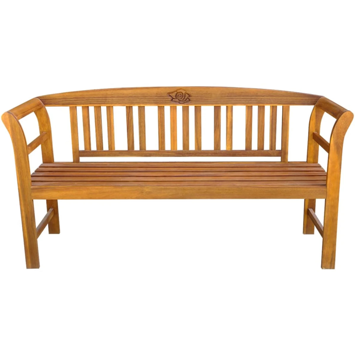 Green Cushion Acacia Wood Garden Bench D182384