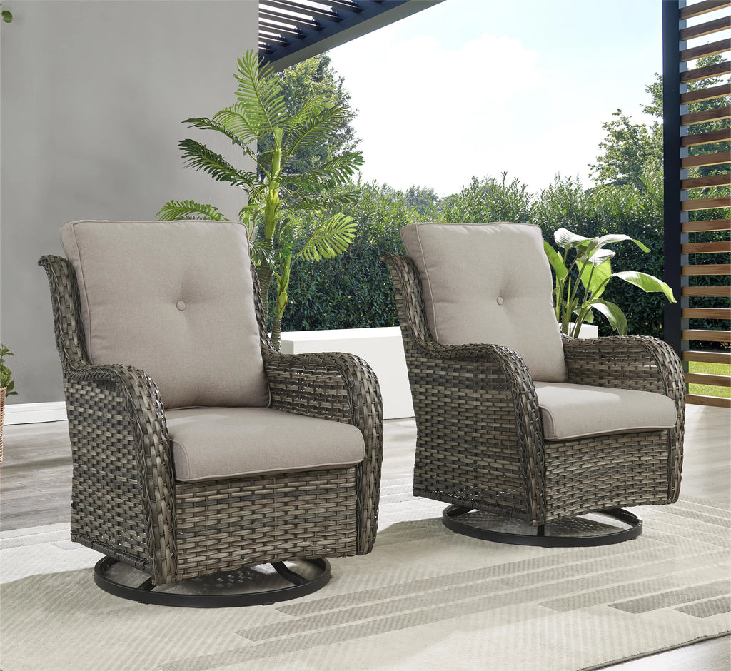3-Piece Outdoor Swivel Gliders with Side Table Y993