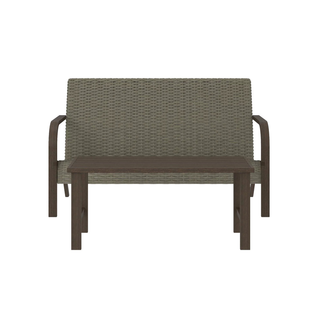 Warm Gray Patio Furniture Set Loveseat and Coffee Table M165498