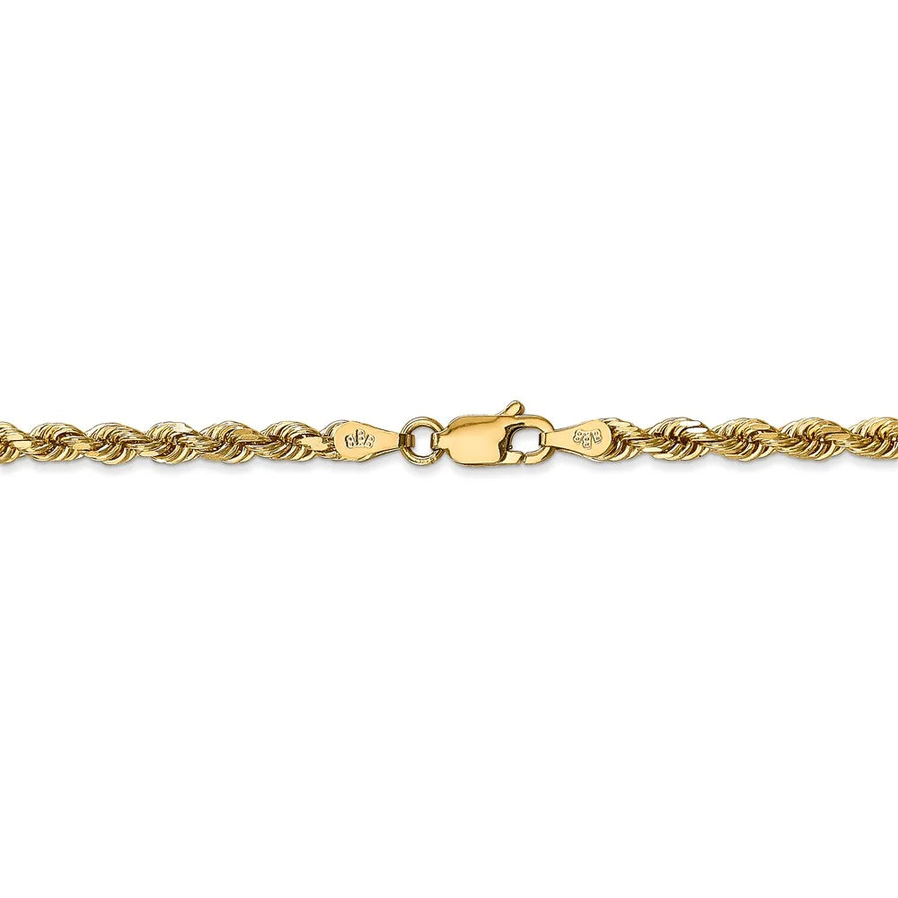 14kt Yellow Gold Diamond Cut Rope Chain 20 inch Lobster Clasp C114
