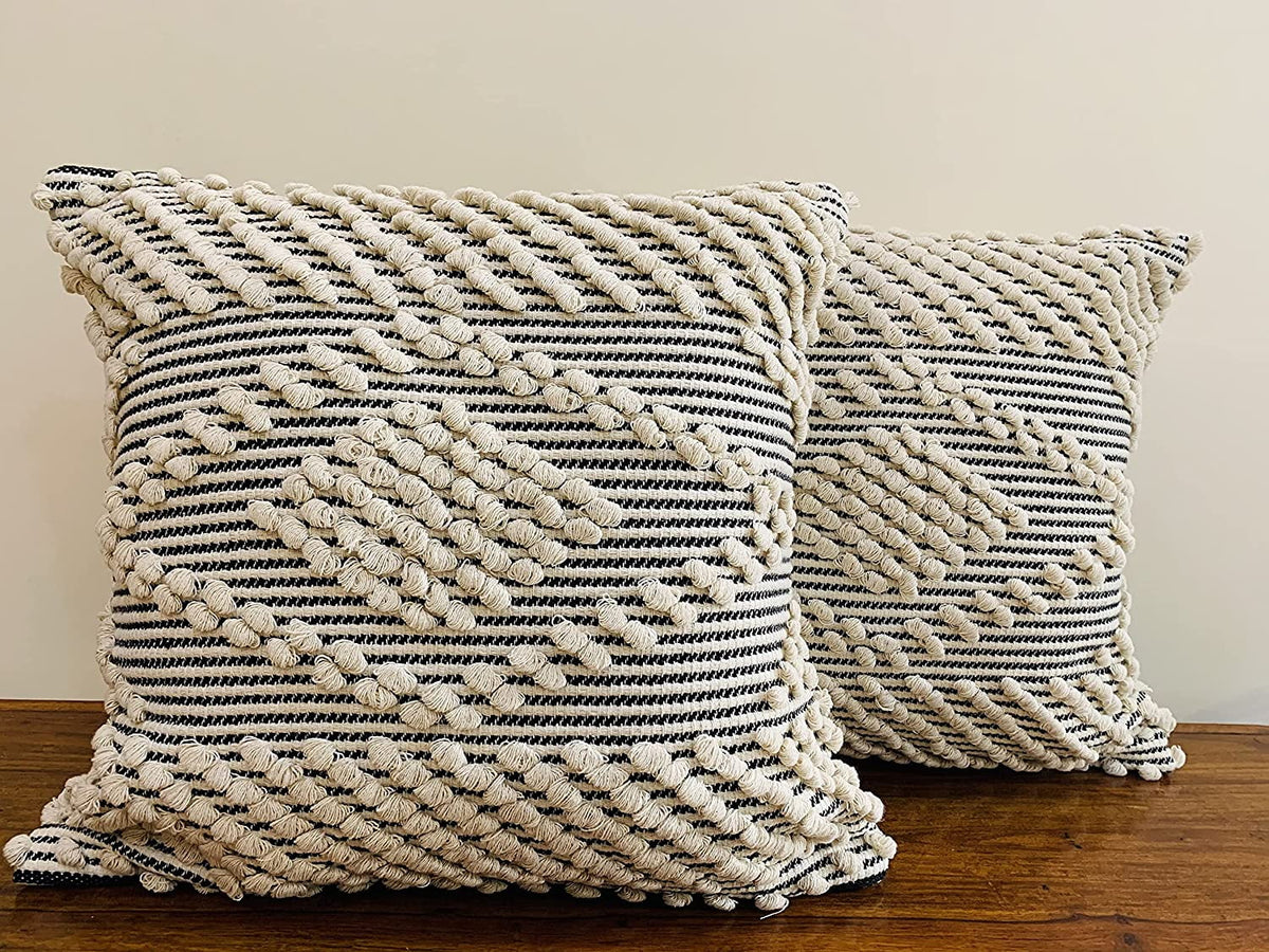 Boho Tufted Throw Pillow Covers 18x18 Set of 2 R157695