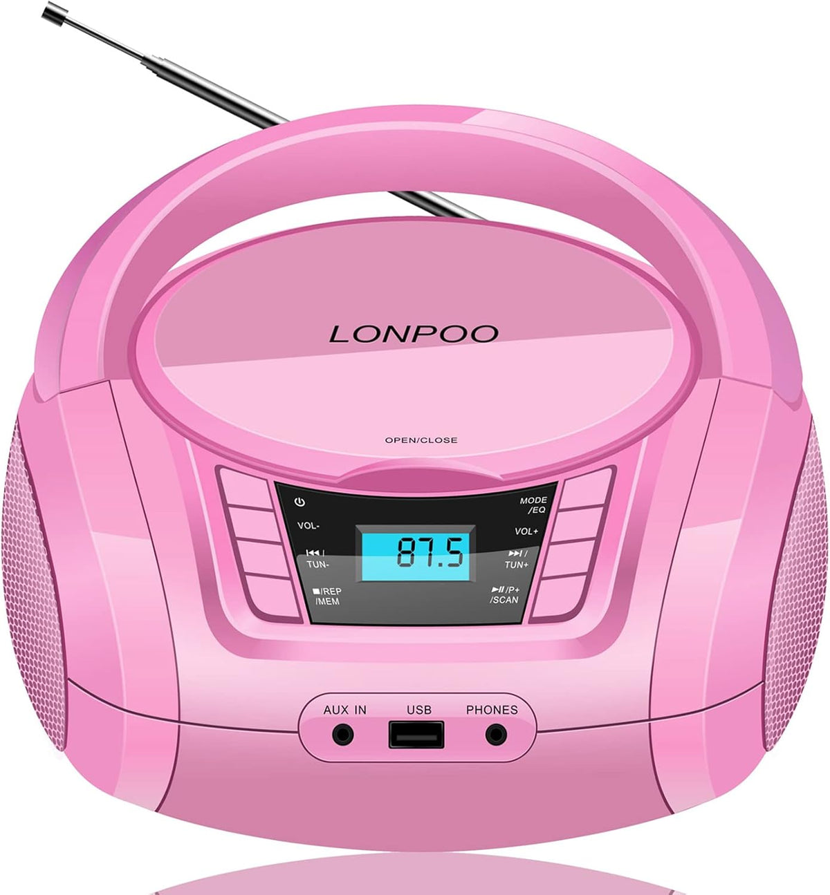 Black Pack of 2 Portable CD Player Boombox with FM Radio, Bluetooth, Stereo Sound Speaker X898
