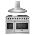 48 in. Gas Range and Wall Mount Range Hood Q8161