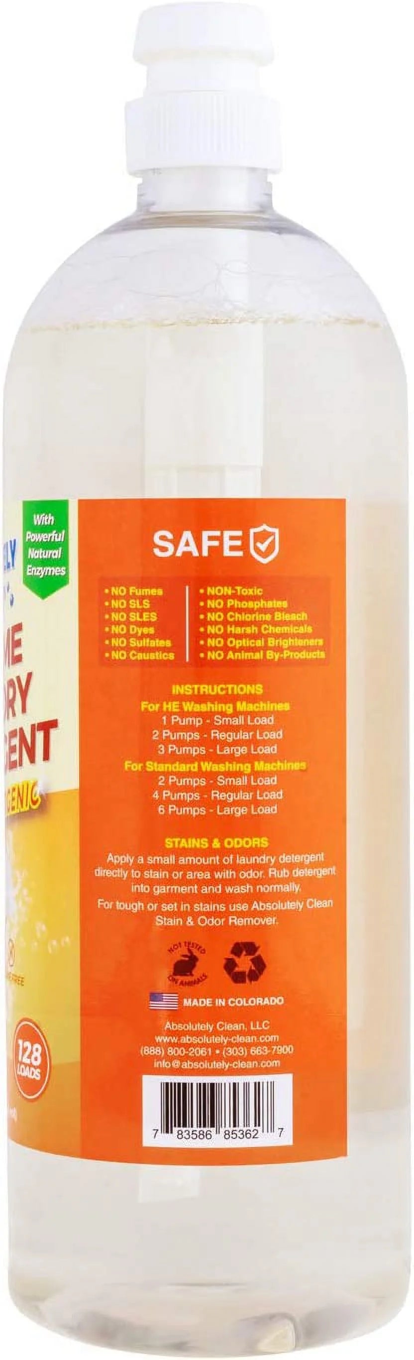 Laundry Detergent Liquid 128 Loads 32oz Bottle H8833