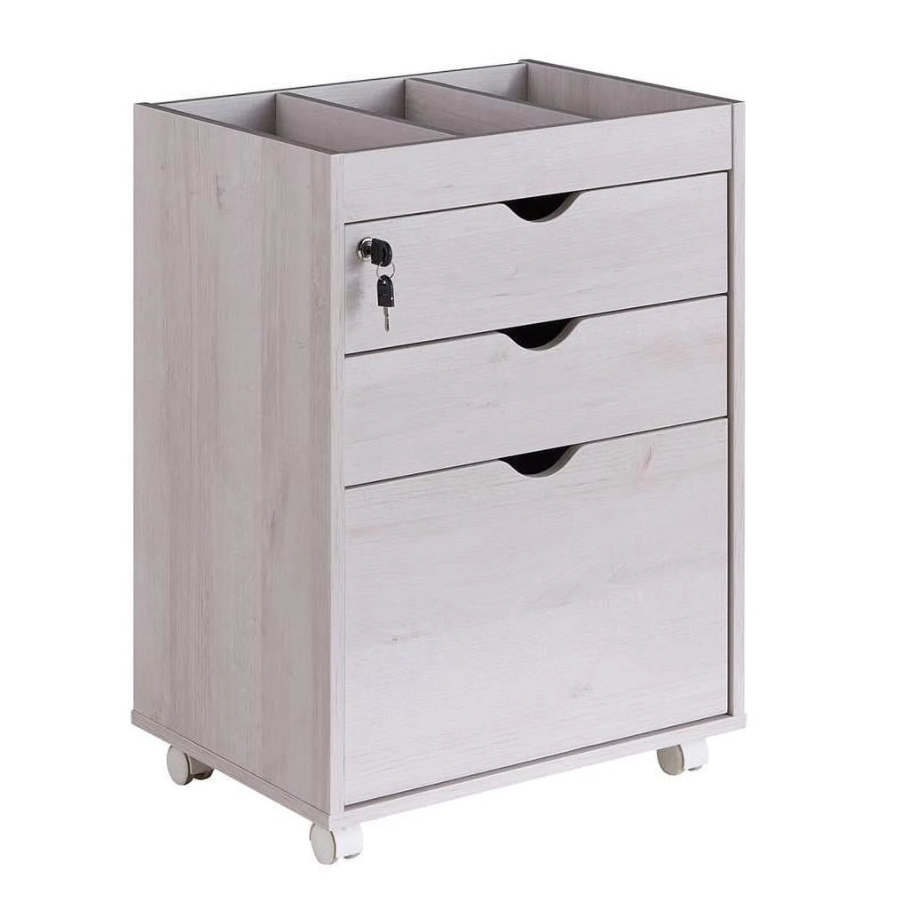 White Wood 3-Drawer File Cabinet D53855
