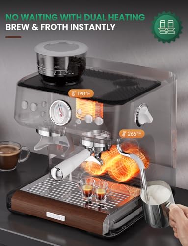 Stainless Steel Dual-Boiler Espresso Machine with Grinder J1129