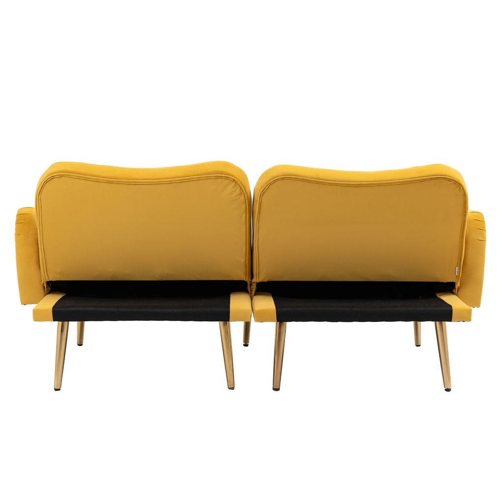 Velvet Loveseat Sofa with 2 Bolster Pillows R42720