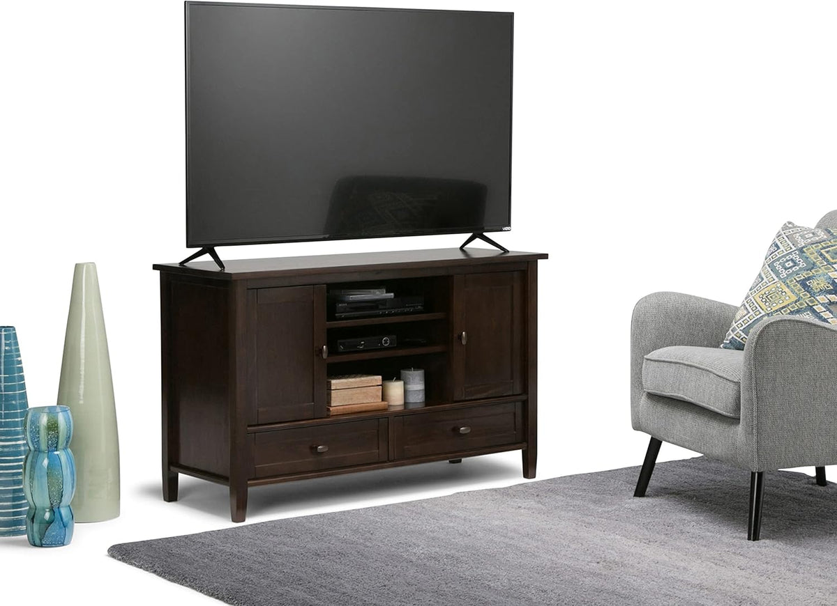 47 inch Wide Rustic Natural Aged Brown Solid Wood TV Media Stand J532