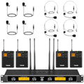 UHF Wireless Microphone System with Headset and Lapel Mics, Bodypack Transmitter, Receiver, 2x15 Channels O297